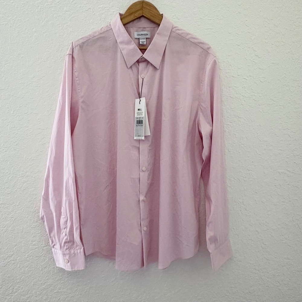 Calvin Klein Long Sleeve Button Down Shirt XXL Pink Career NEW